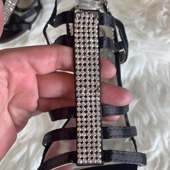 SUPER Me Black/Silver Jeweled Strappy Anklet Heels Platform Sandal SizeEU38 - Picture 11 of 13